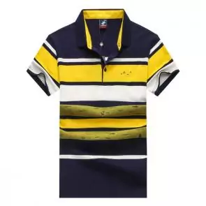 shark hommes t-shirt polo shirt summer lapel stripe shark short sl eeve yellow